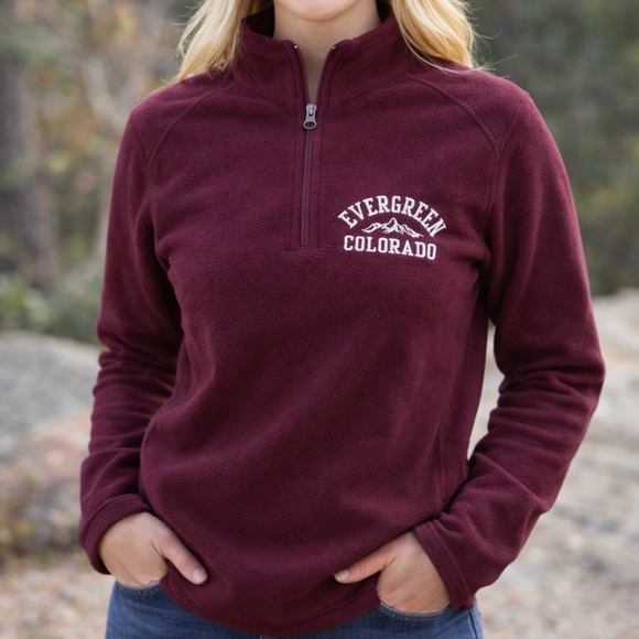 Tops - Maroon Quarter-Zip Pullover